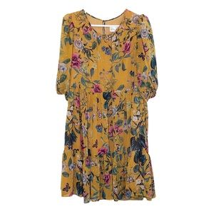 Eliza Jane Dress Size 18 Floral Crop Sleeve Metallic Chiffon Shift Dress